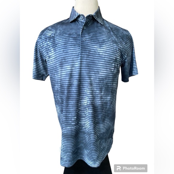 PUMA Golf Cloudspun Blue Dye Stripe Polo Performance Shirt NWOT Size MEDIUM - Picture 2 of 12